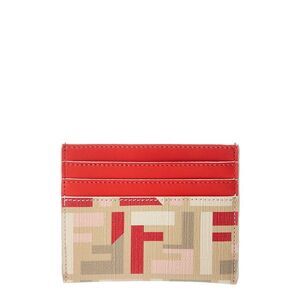 Fendi Ff Roma Leather Card Case, Red